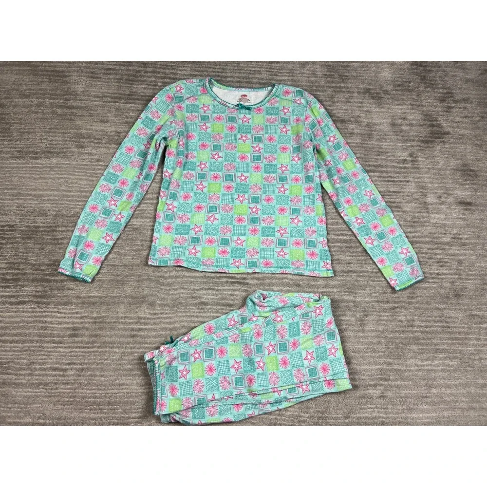 Cuddl Johns Pajama Set Girls M Multicolor Star Geometric Cotton Long Sleeve PJs